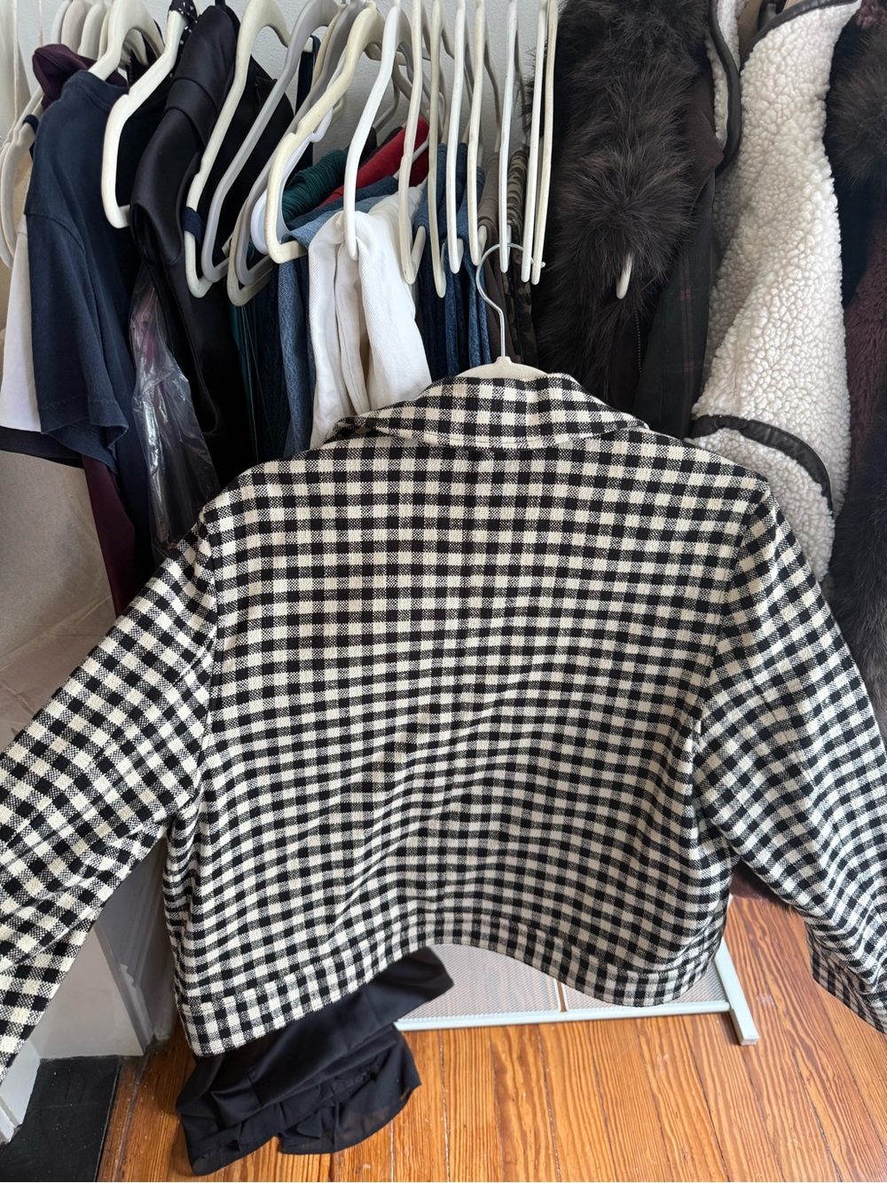 Sezane terry jacket in black and ecru gingham - Picture 4 of 4